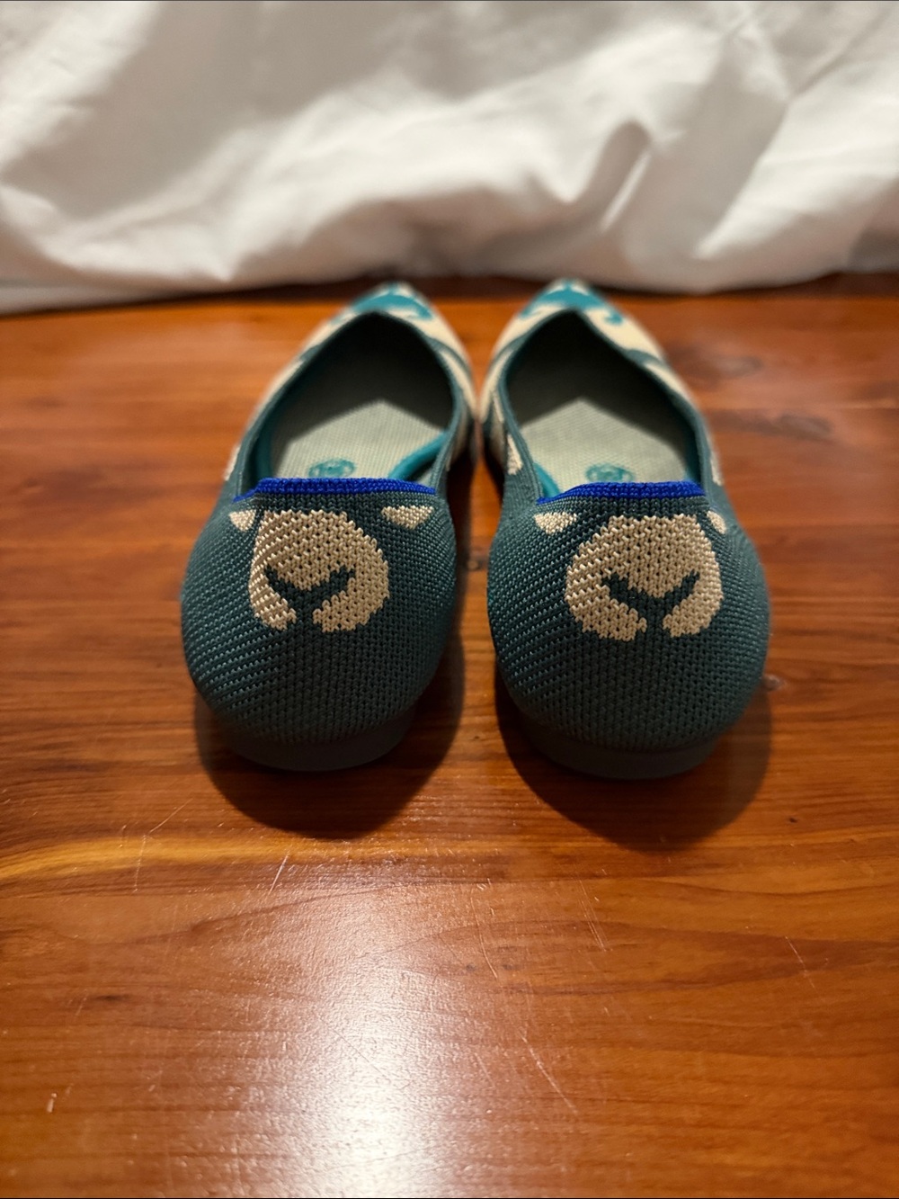 Rothy's Teal and Cream Pointed Knit Flats - Picture 3 of 6
